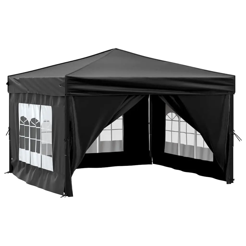 Black Folding Party Tent with Sidewalls 3x3m