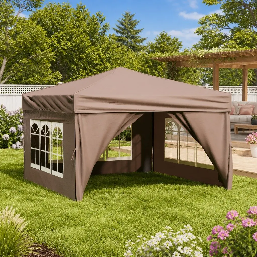 Folding Party Tent 210D Oxford Fabric 3x3m Taupe