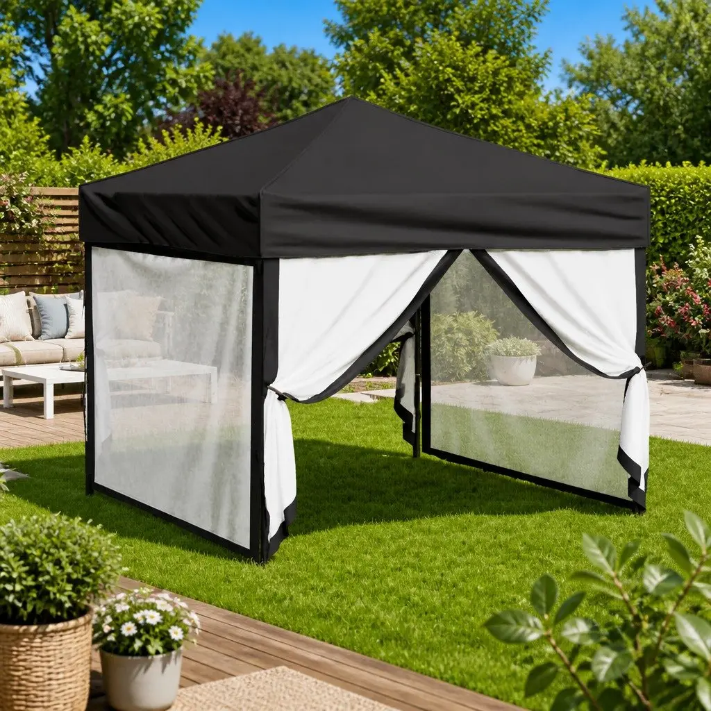 Anthracite Folding Party Tent with Sidewalls 3x3m