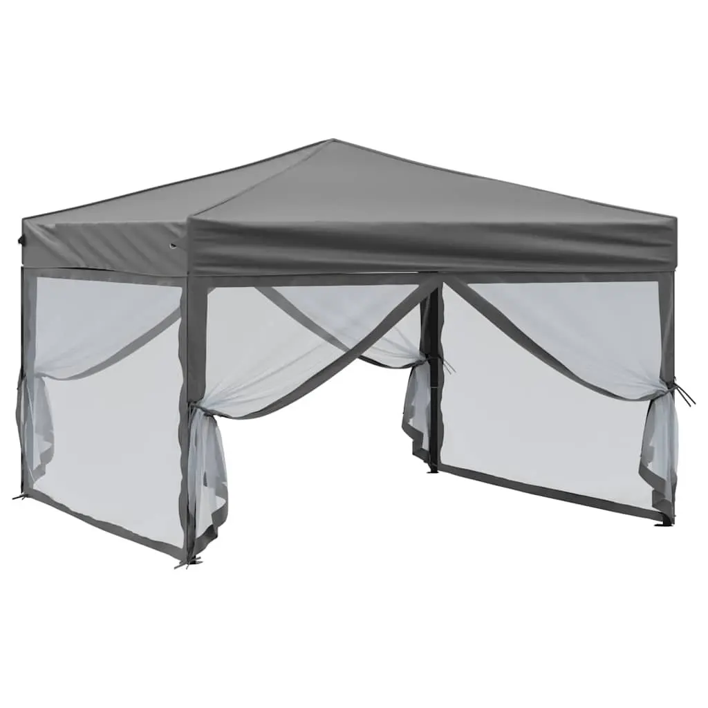 Anthracite Folding Party Tent with Sidewalls 3x3m