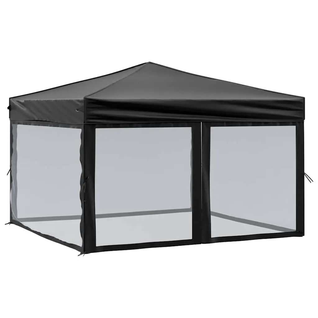 Folding Party Tent 210D Oxford Fabric 3x3m Black