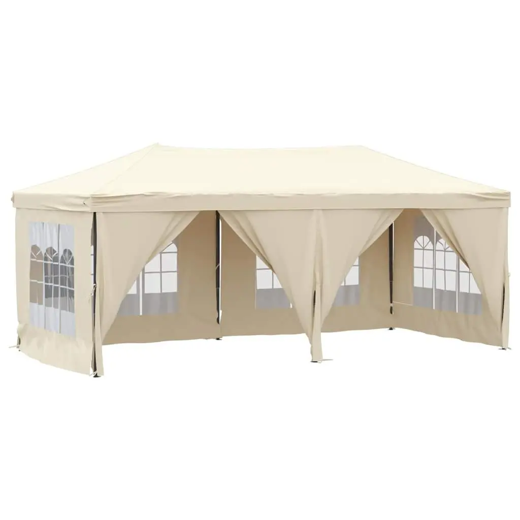 Folding Party Tent 210D Oxford Fabric 3x6m Cream Outdoor Canopy Gazebo with Sidewalls