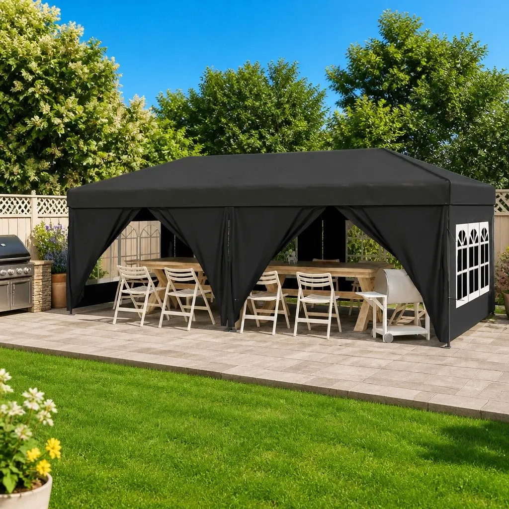 Folding Party Tent 210D Oxford Fabric 3x6 m Anthracite Outdoor Canopy Gazebo