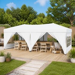 Durable Folding Party Tent with Sidewalls 3x6m White