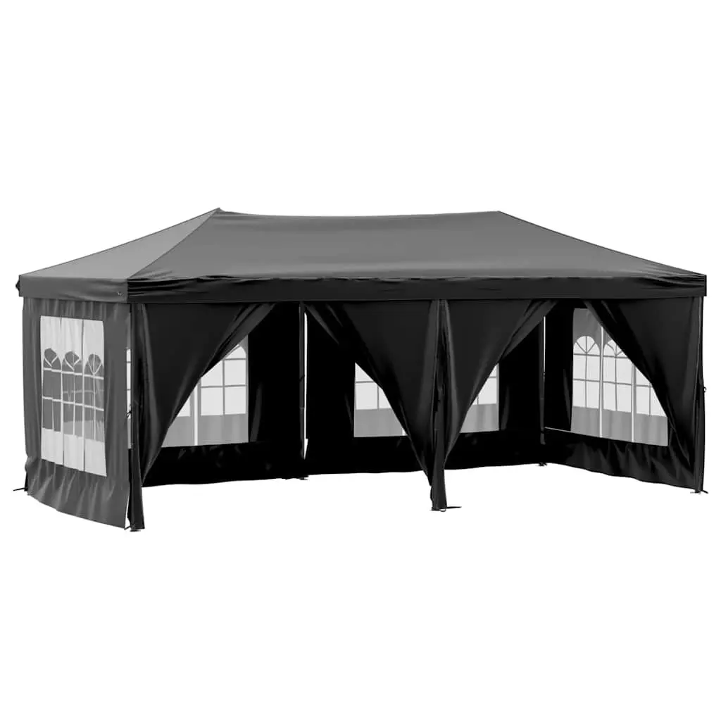 Black Folding Party Tent with Sidewalls 3x6 m
