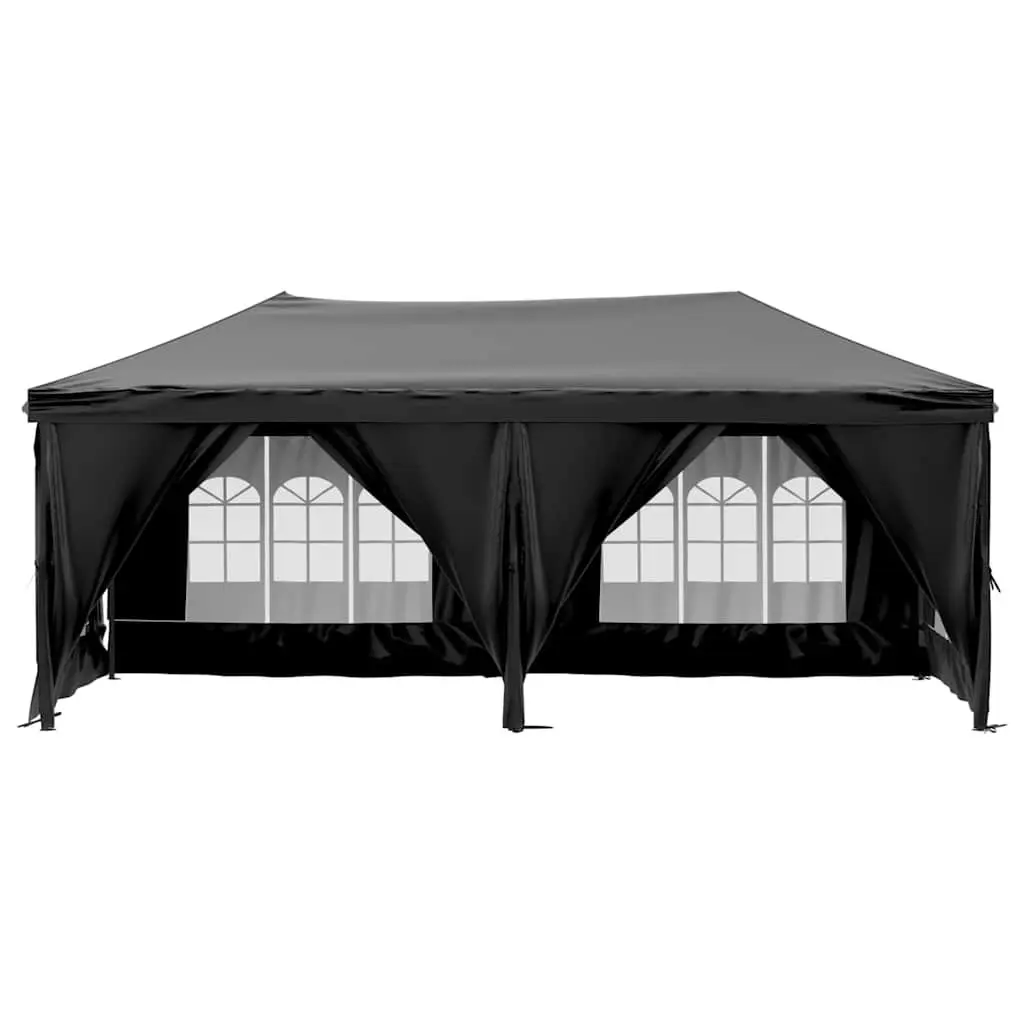 Black Folding Party Tent with Sidewalls 3x6 m