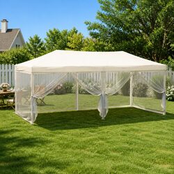 Durable Folding Party Tent with Sidewalls Cream 3x6 m