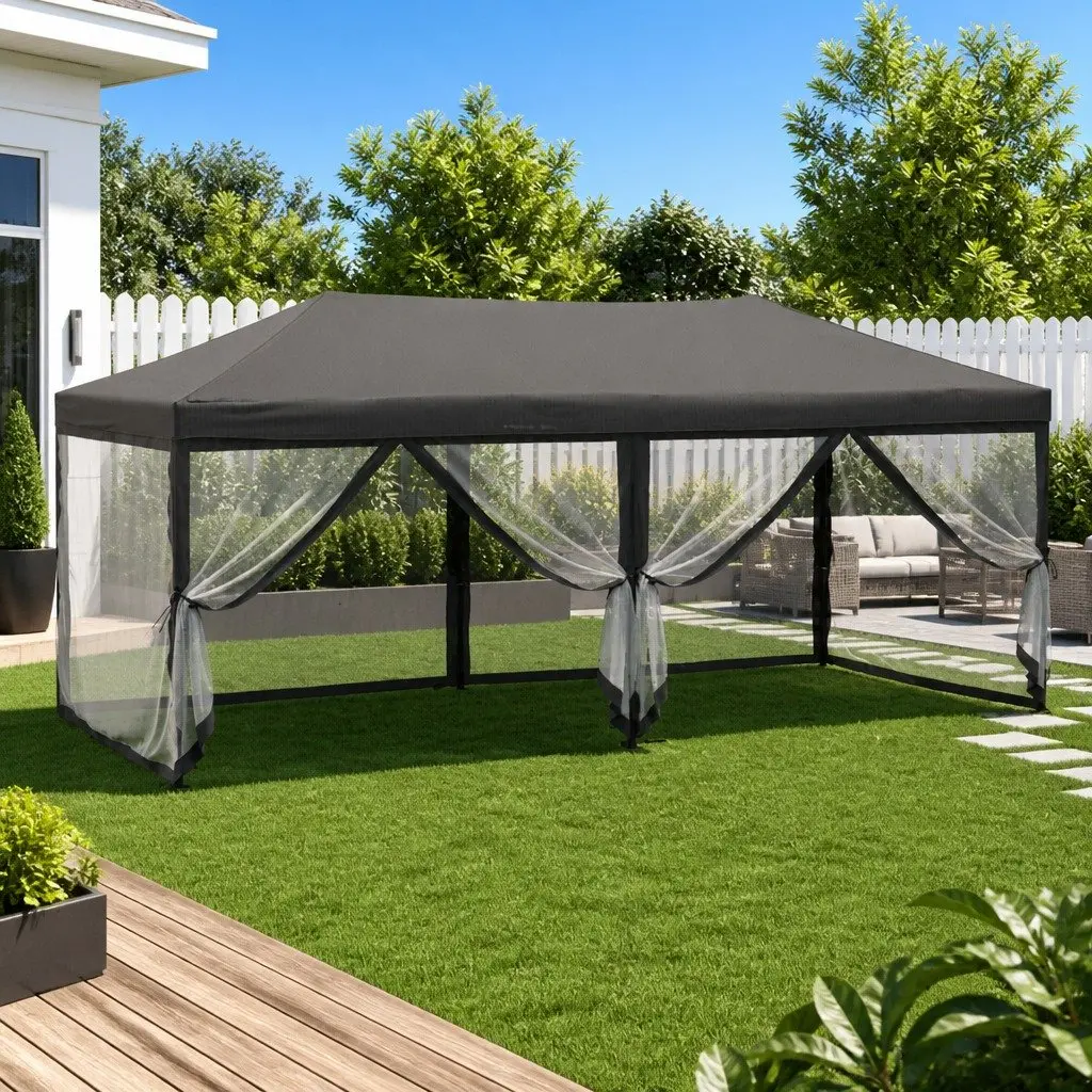 Folding Party Tent Steel 3x6 m Anthracite 210D Oxford Fabric Outdoor Gazebo Canopy