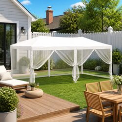 Sturdy 3x6m Folding Party Tent with Sidewalls in White