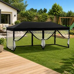 Durable Folding Party Tent with Sidewalls Black 3x6 m