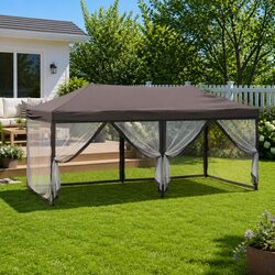Durable Taupe Folding Party Tent with Sidewalls 3x6 m