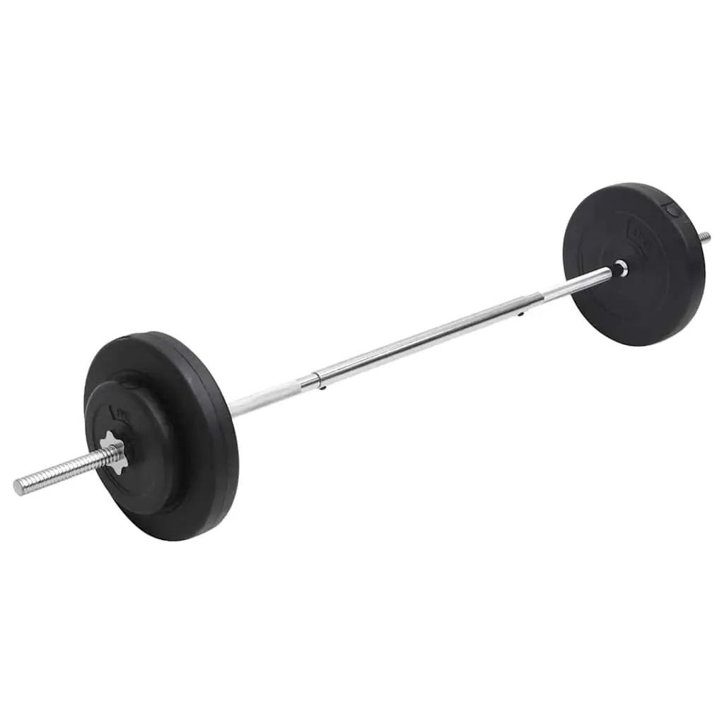 30kg Barbell Set with Durable Red Weight Plates