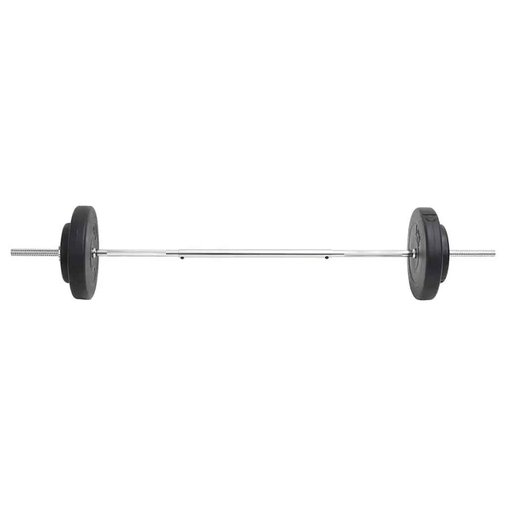 30kg Barbell Set with Durable Red Weight Plates