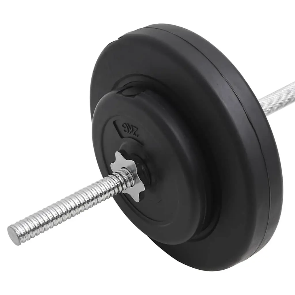 30kg Barbell Set with Durable Red Weight Plates