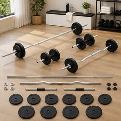 Durable 30kg Barbell and Dumbbell Set for Home Workouts