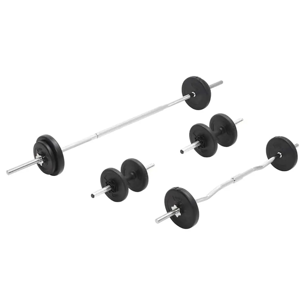 Barbell and Dumbbell Set Chrome Plated Steel 30kg Black
