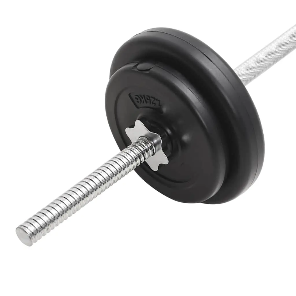 Barbell and Dumbbell Set Chrome Plated Steel 30kg Black
