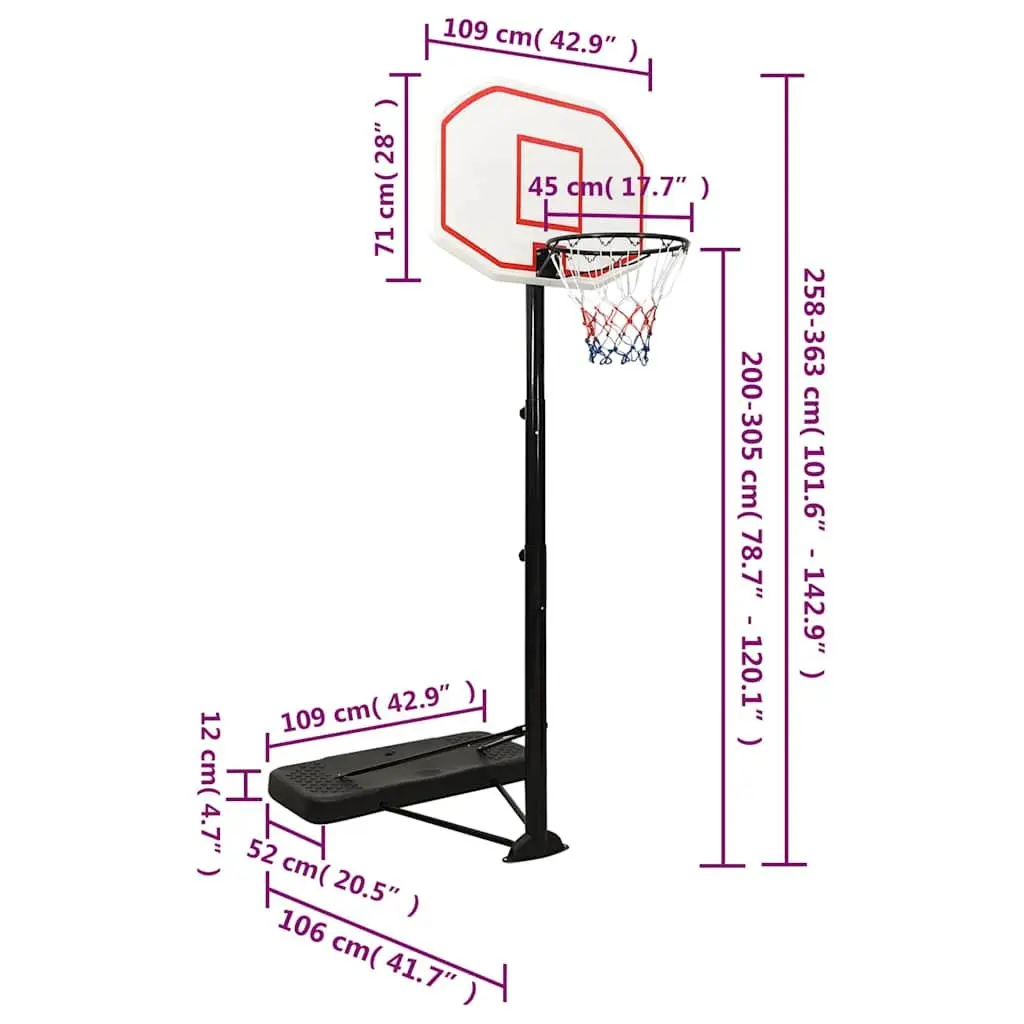 Adjustable Basketball Stand Hoop 258-363cm