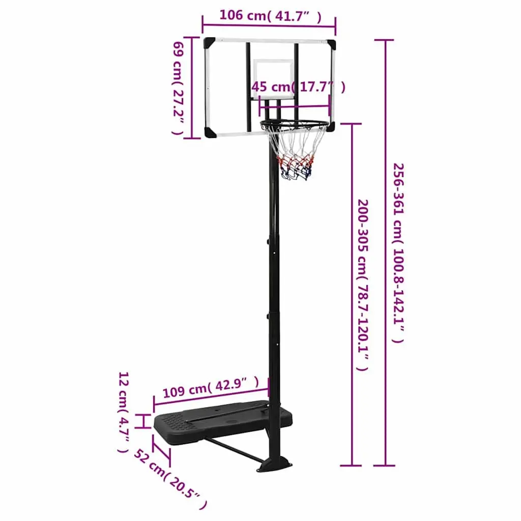 Adjustable Basketball Stand with Transparent Polycarbonate