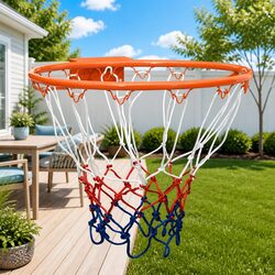 Steel Basketball Rim with Nylon Net - 39cm Orange