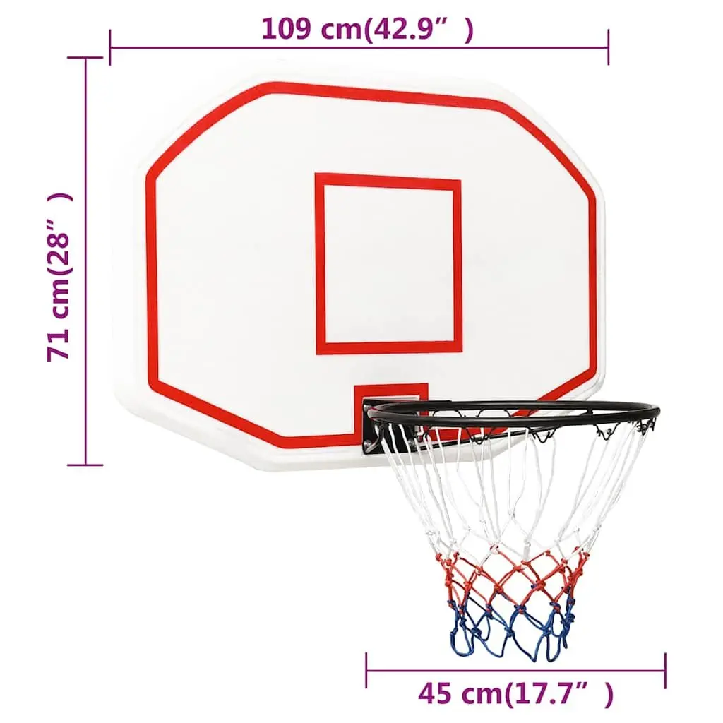 Basketball Backboard Polyethene 109x71cm White Wall-Mounted Indoor Outdoor