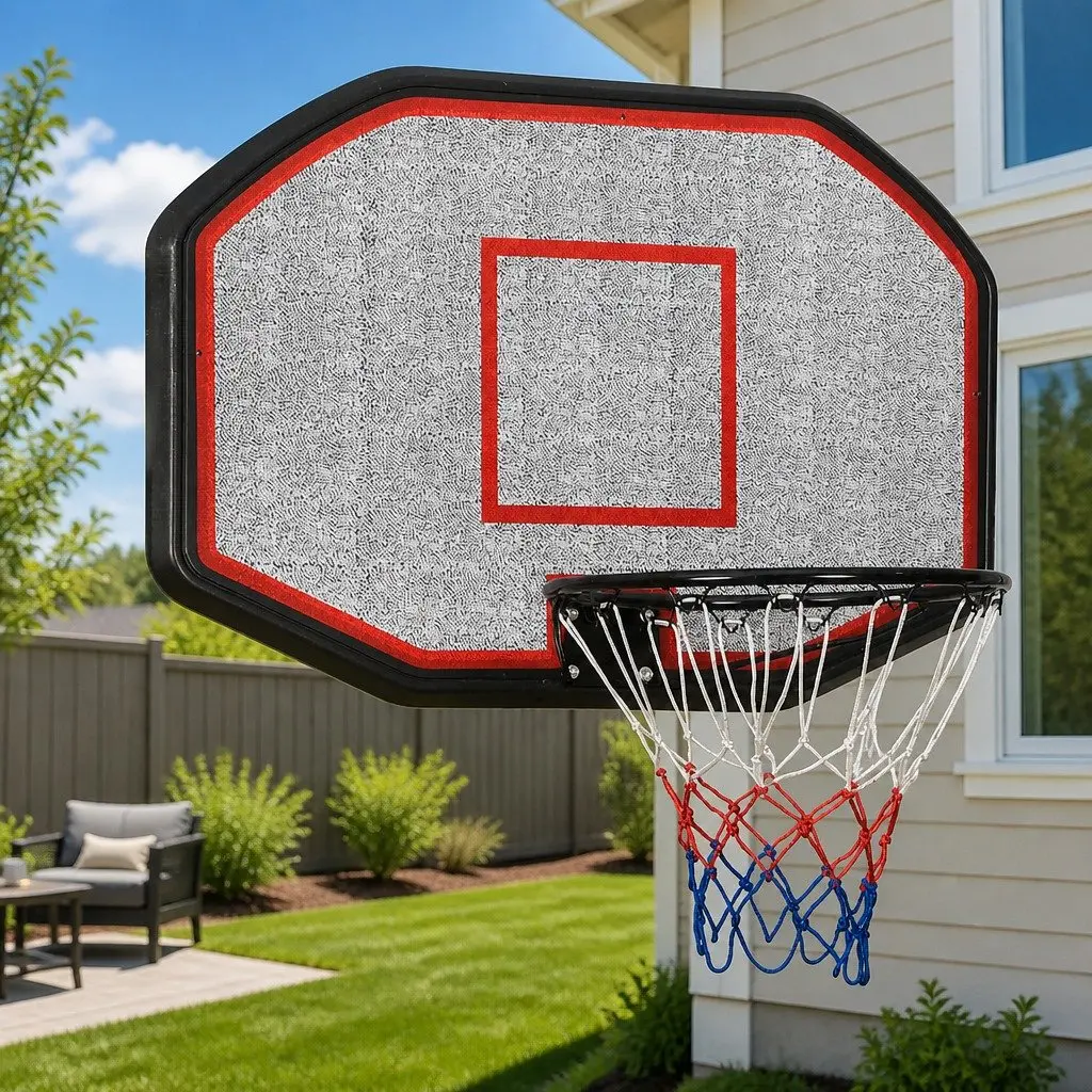 Wall-Mounted Basketball Backboard with Rim