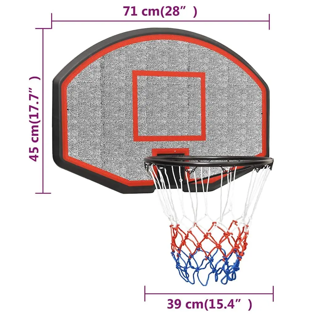 Basketball Backboard Black 71x45cm Wall-Mounted Outdoor Indoor Game Practice