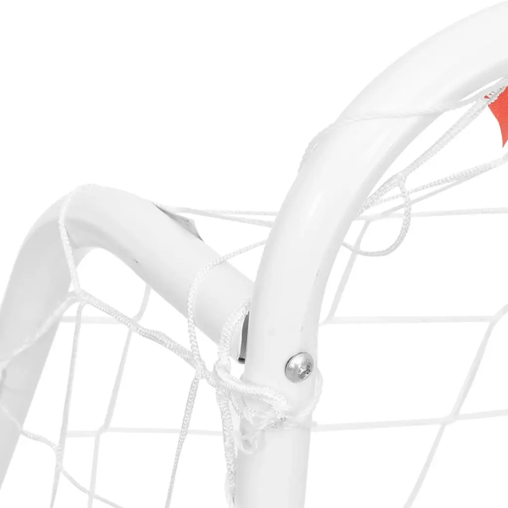 Steel Frame Football Goal with White Net 214x75x152cm