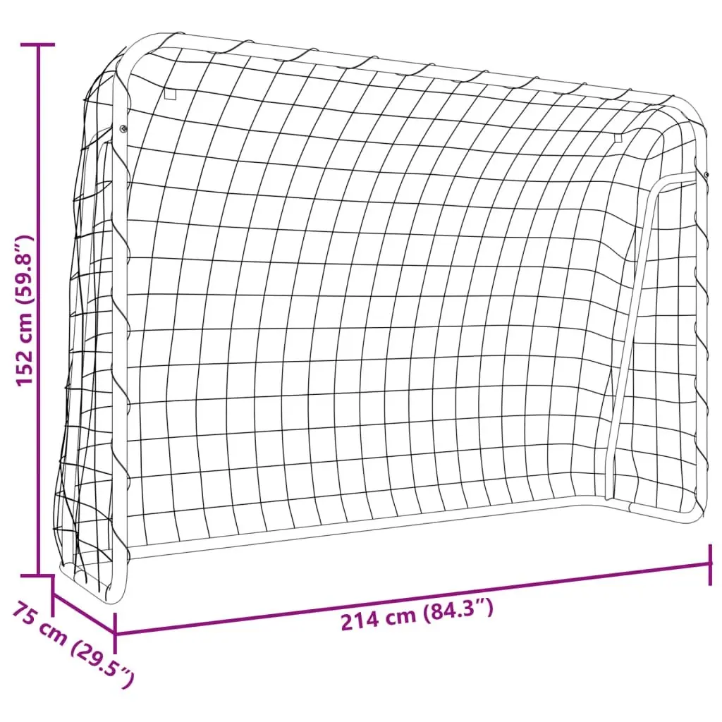 Steel Frame Football Goal with White Net 214x75x152cm