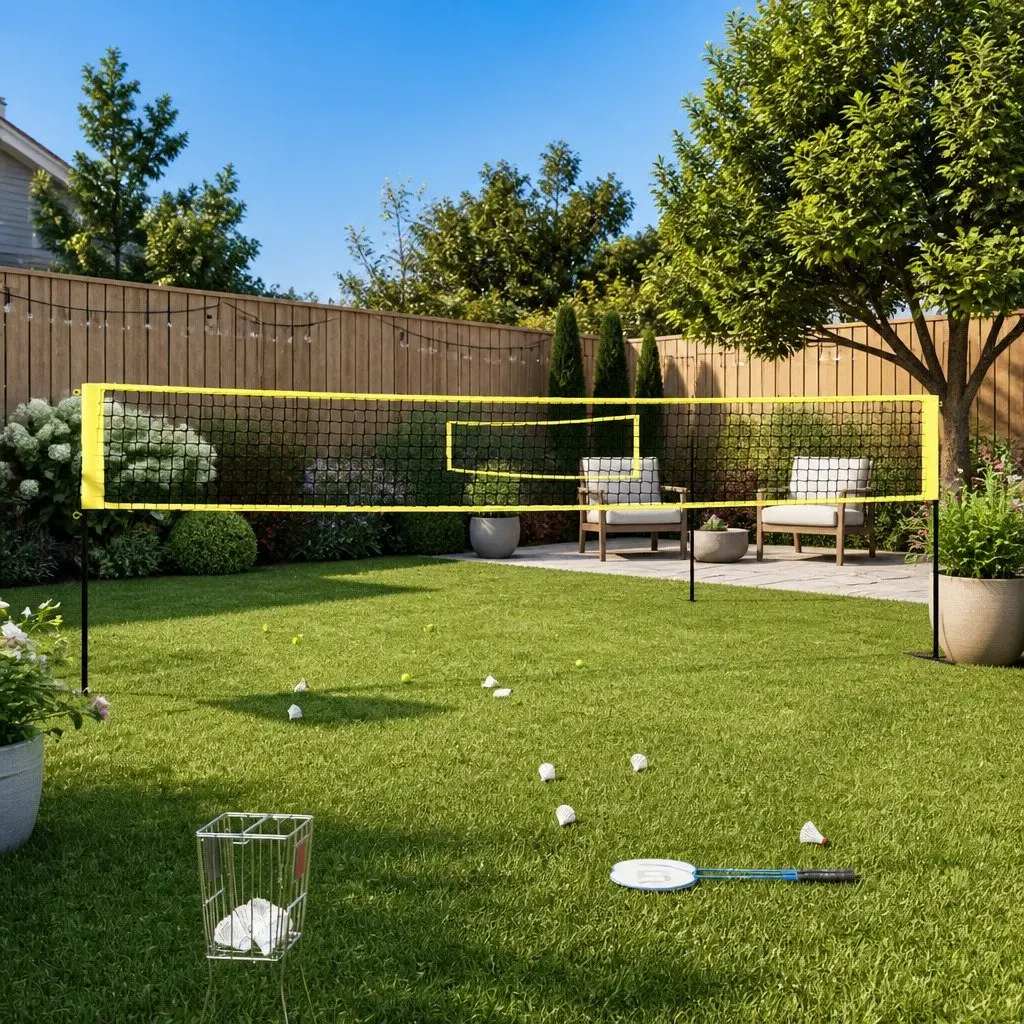 Portable Badminton Net 600x155 cm Yellow Black PE Fabric