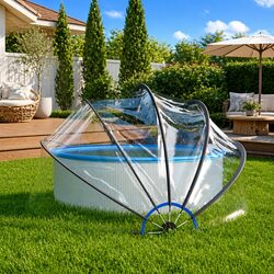 Durable Round Pool Dome 376x188 cm Transparent PVC Cover