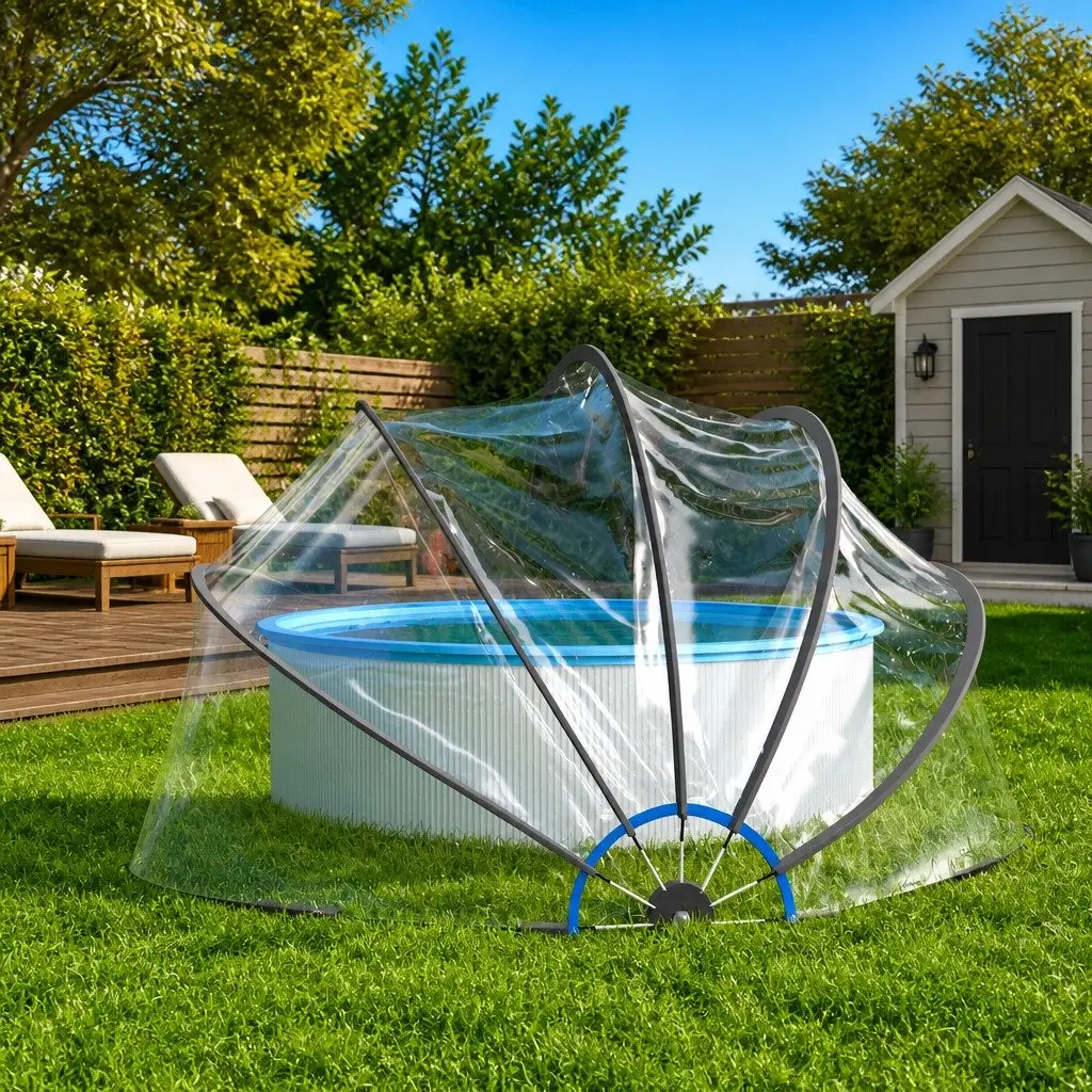 Pool Dome Transparent PVC 406x203 cm Cover Shelter Enclosure Protection
