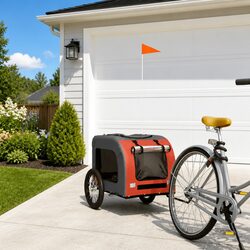 Durable Pet Bike Trailer in Orange with Iron Frame