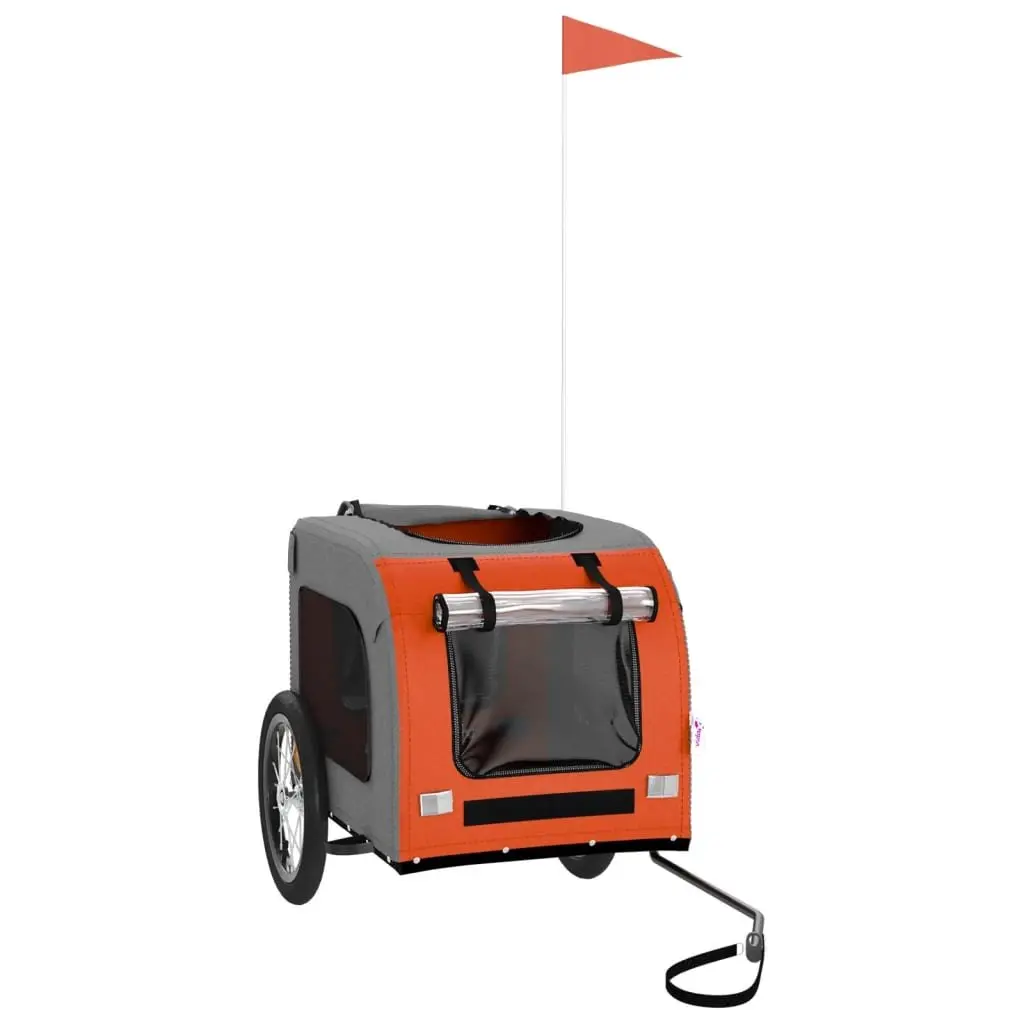 Pet Bike Trailer Oxford Fabric Iron Frame Orange