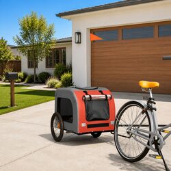 Sturdy Pet Bike Trailer for Small Dogs – Orange Oxford