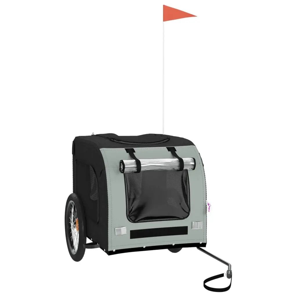 Pet Bike Trailer Iron Frame Oxford Fabric Grey for Small Dogs