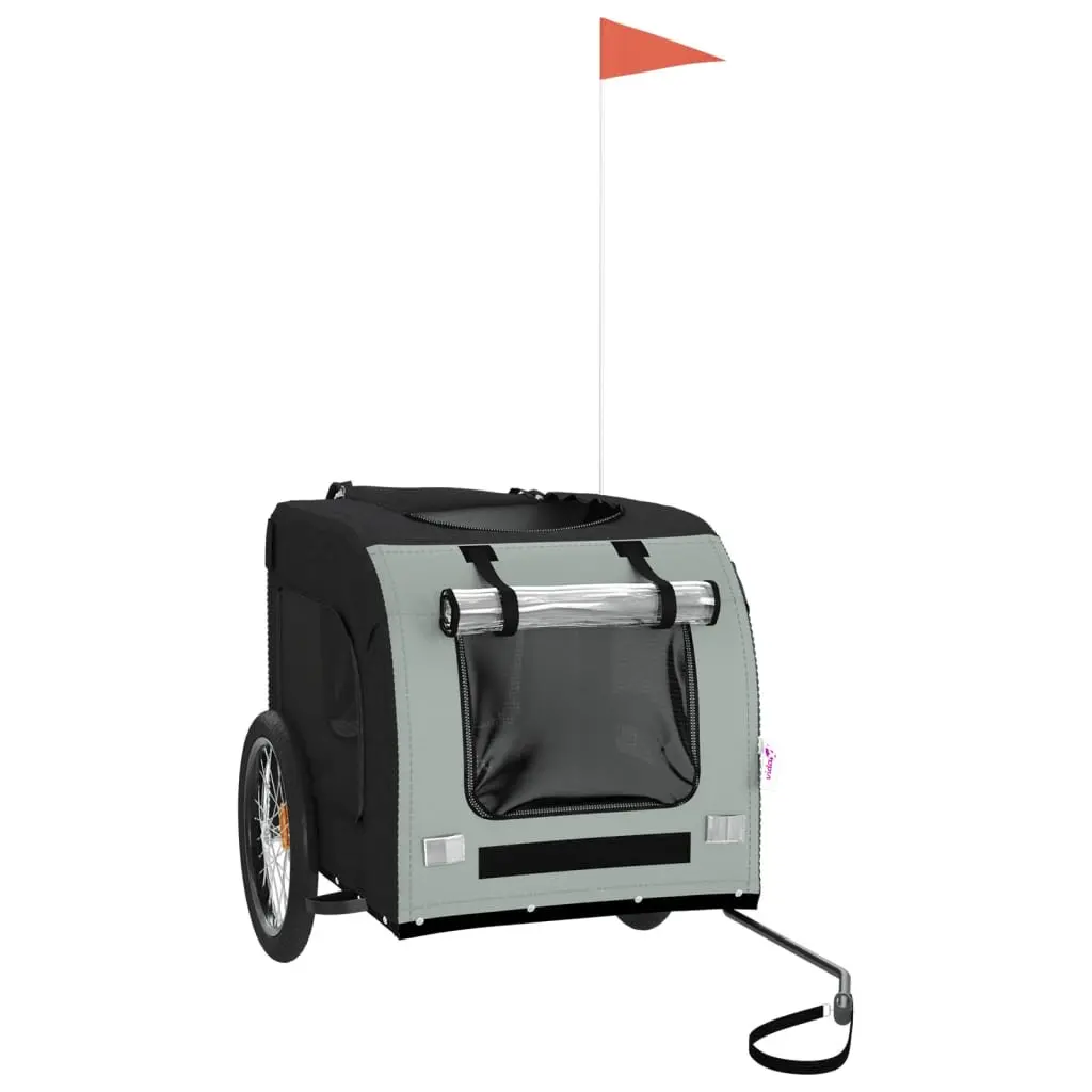 Pet Bike Trailer Iron Frame Oxford Fabric Grey for Small Dogs