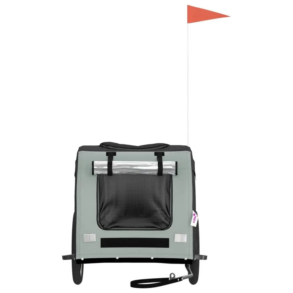 Pet Bike Trailer Iron Frame Oxford Fabric Grey for Small Dogs
