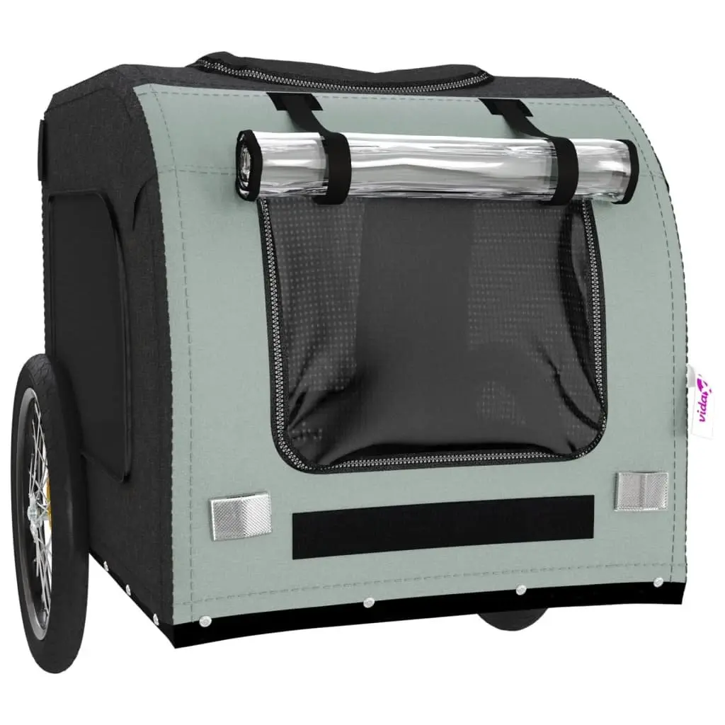 Pet Bike Trailer Iron Frame Oxford Fabric Grey for Small Dogs