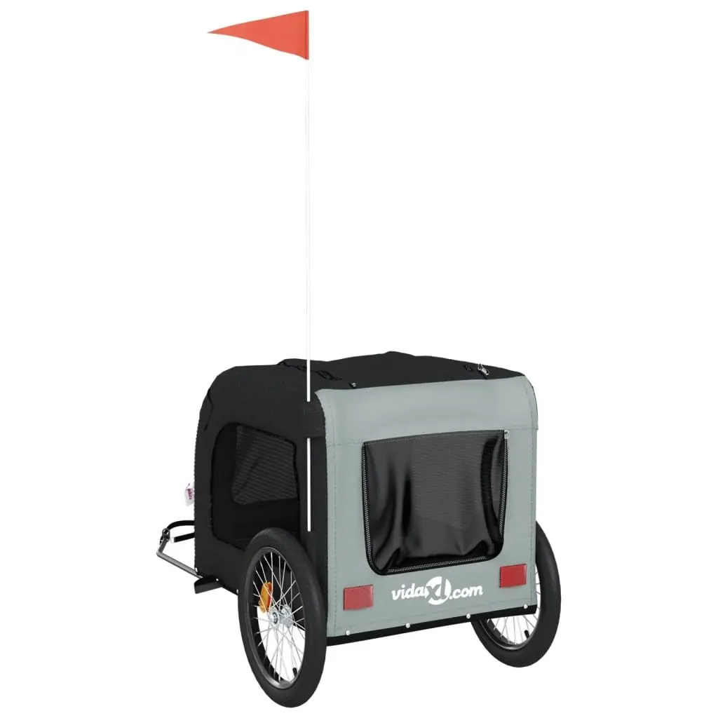 Pet Bike Trailer Iron Frame Oxford Fabric Grey for Small Dogs