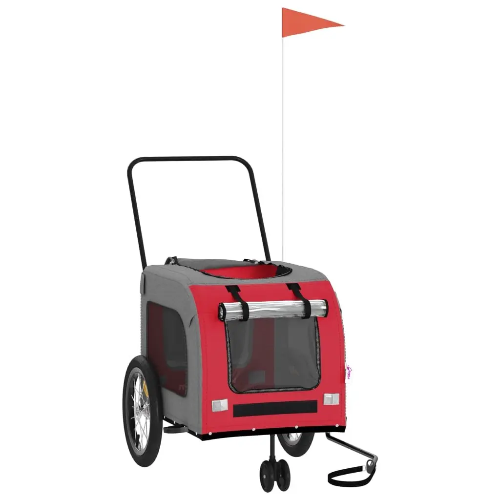 Pet Bike Trailer Iron Frame Oxford Fabric Red