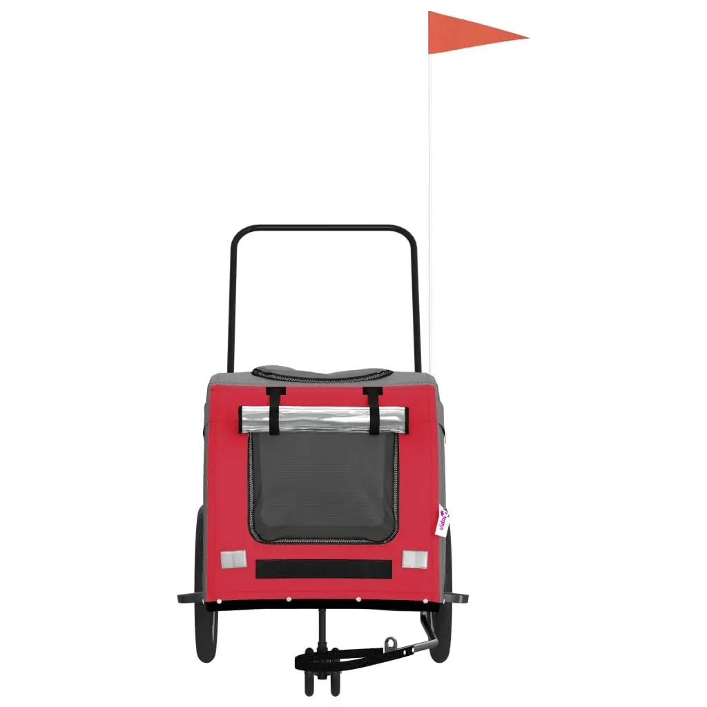 Pet Bike Trailer Iron Frame Oxford Fabric Red