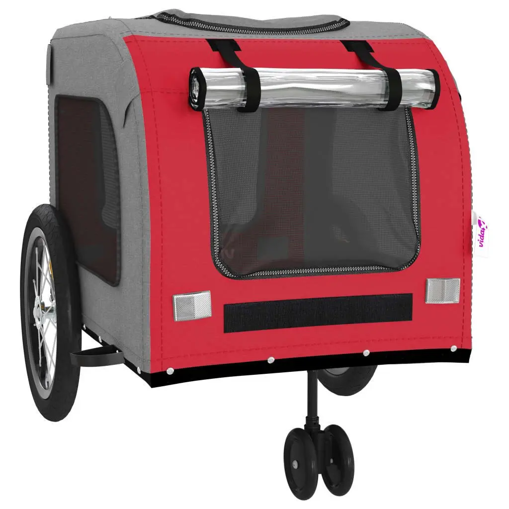 Pet Bike Trailer Iron Frame Oxford Fabric Red