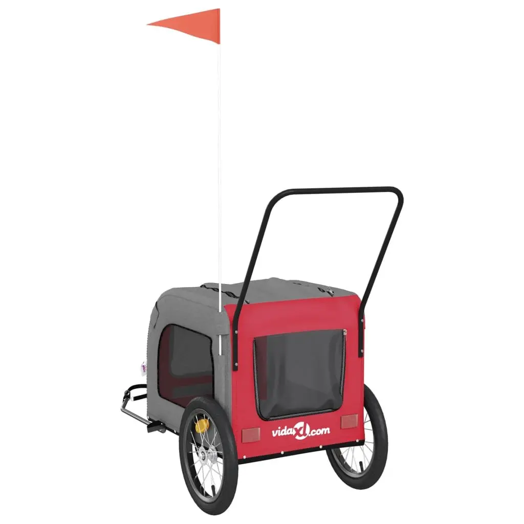 Pet Bike Trailer Iron Frame Oxford Fabric Red