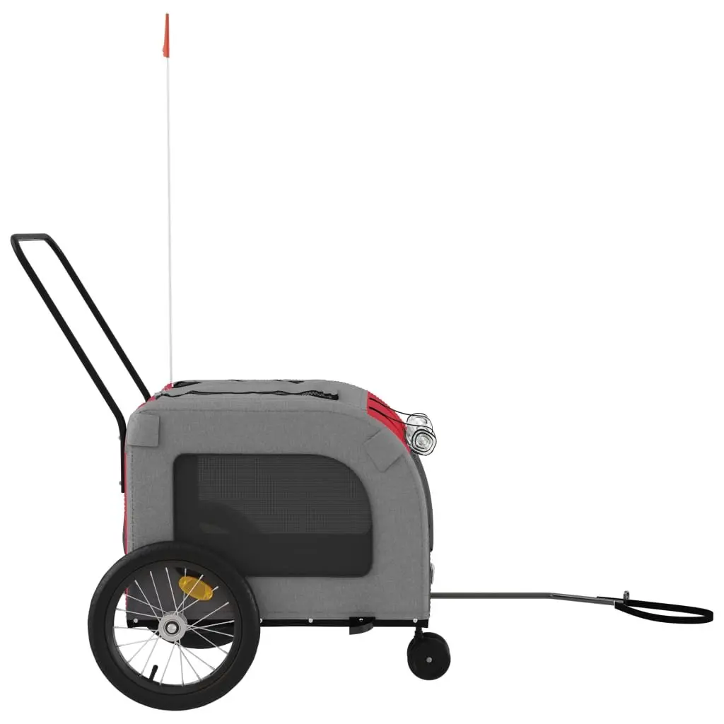 Pet Bike Trailer Iron Frame Oxford Fabric Red