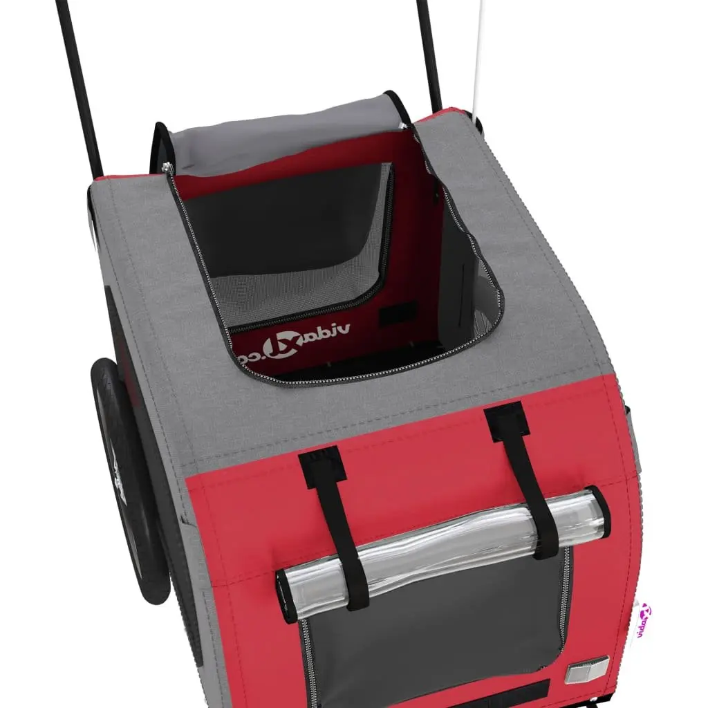 Pet Bike Trailer Iron Frame Oxford Fabric Red