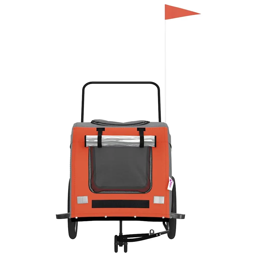 Pet Bike Trailer Iron Frame Oxford Fabric Small Dogs Orange Grey