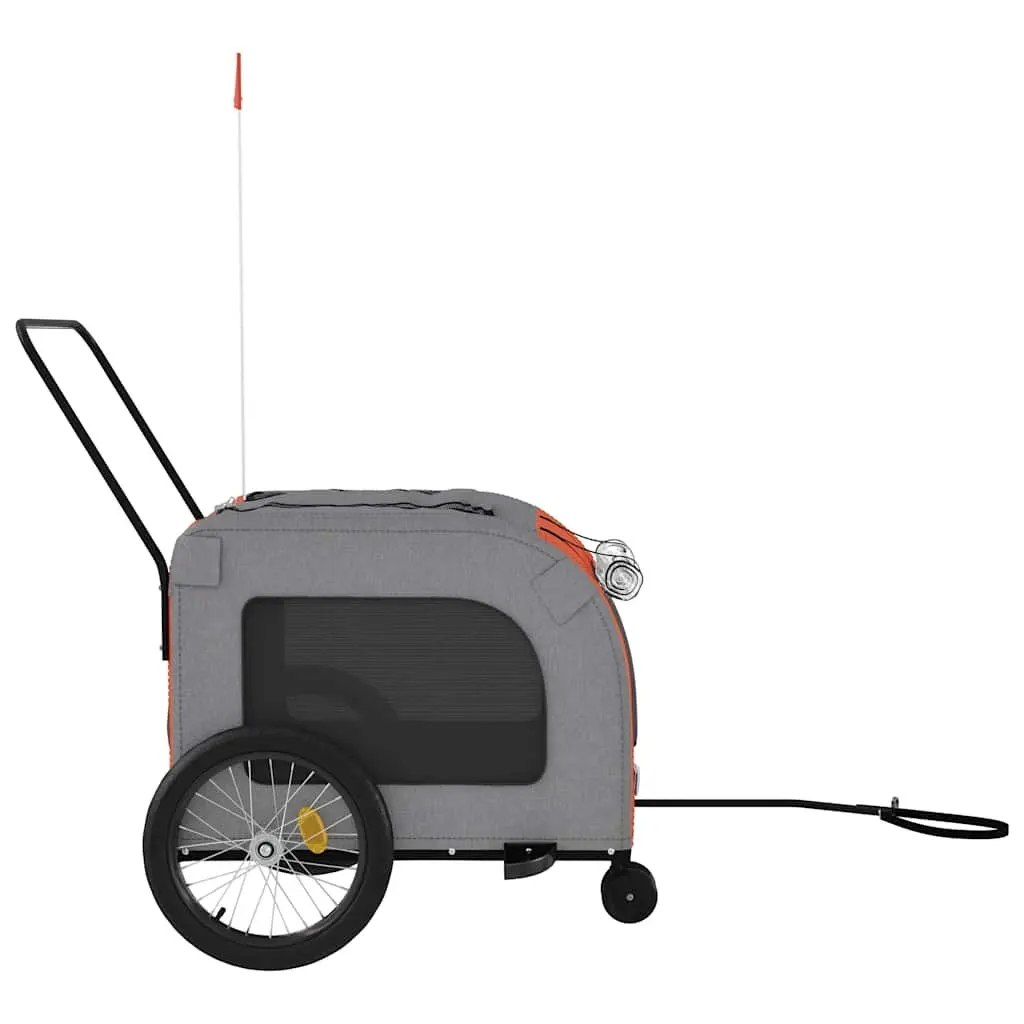 Pet Bike Trailer Iron Frame Oxford Fabric Small Dogs Orange Grey