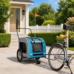 Blue Grey Oxford Fabric Pet Bike Trailer for Small Pets