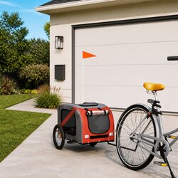 Durable Pet Bike Trailer for Small Dogs - Orange and Black